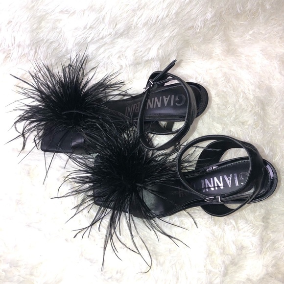 Gianni Bini Black Feathered Heels size 9.5 NWOT - Picture 7 of 15